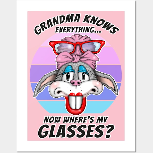 Grandma Knows Everything Funny Grandma Knows Best Mothers Day Wall Art by Status71